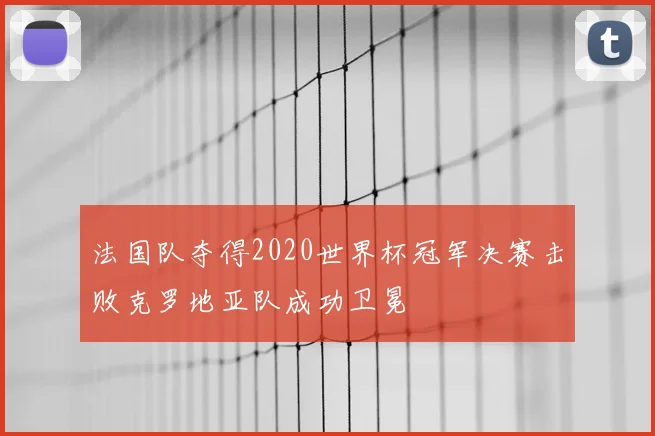 法国队夺得2020世界杯冠军决赛击败克罗地亚队成功卫冕